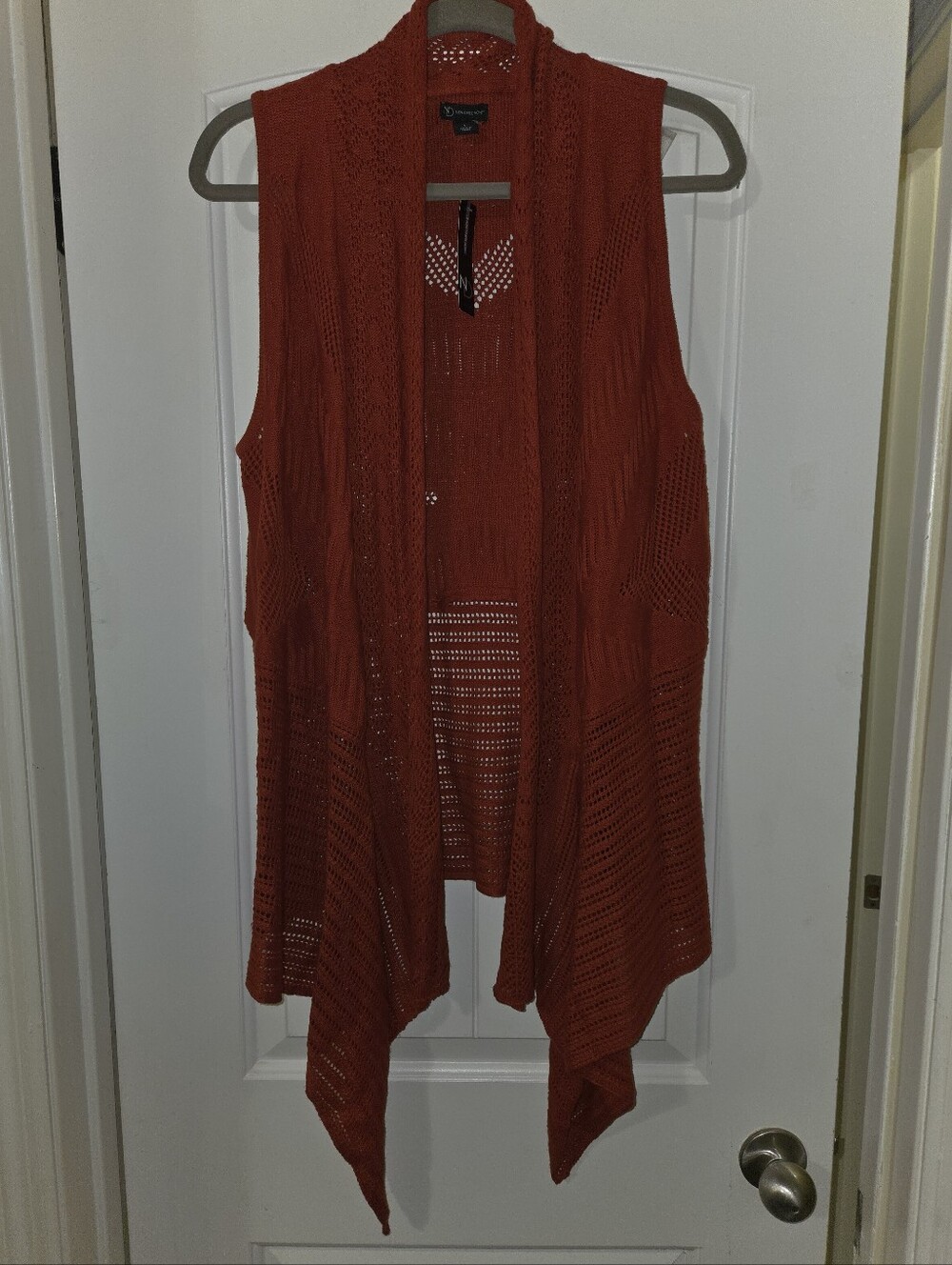 NWT Rust Open-Front Knit Duster Vest
